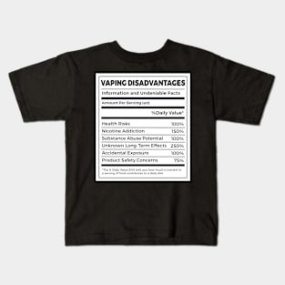 Anti Teen Vaping Non-Smoker Nutritional Facts Kids T-Shirt